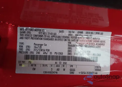 2014 Ford Focus Se from USA, damaged, VIN 1FADP3K2XEL434662